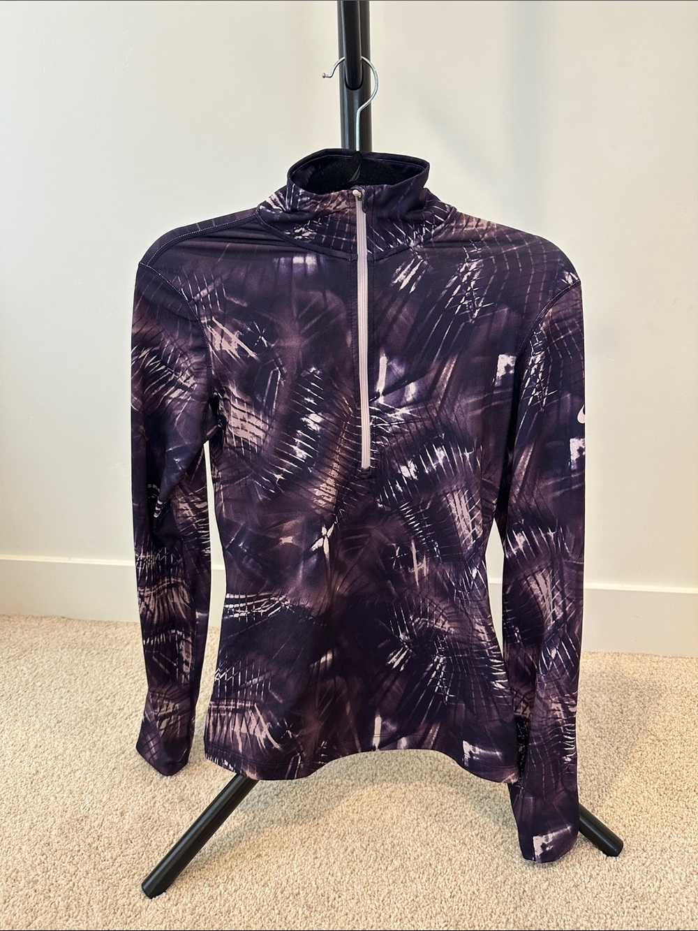 Nike Men's Purple Half-Zip Long-Sleeve Swim Rash Guard